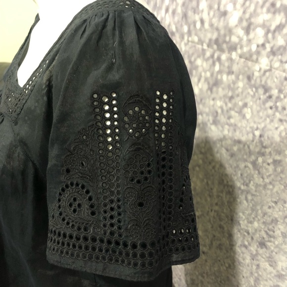 J.Crew Navy blue crochet details Top 2 - Picture 6 of 8